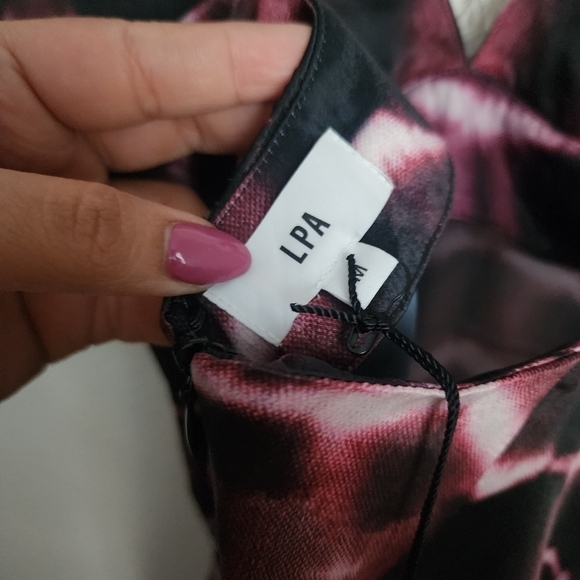 LPA Revolve Lunetta Slip Dress In Heidi Purple Tie Day V-neck Abstract Y2k NWT M - Picture 9 of 11
